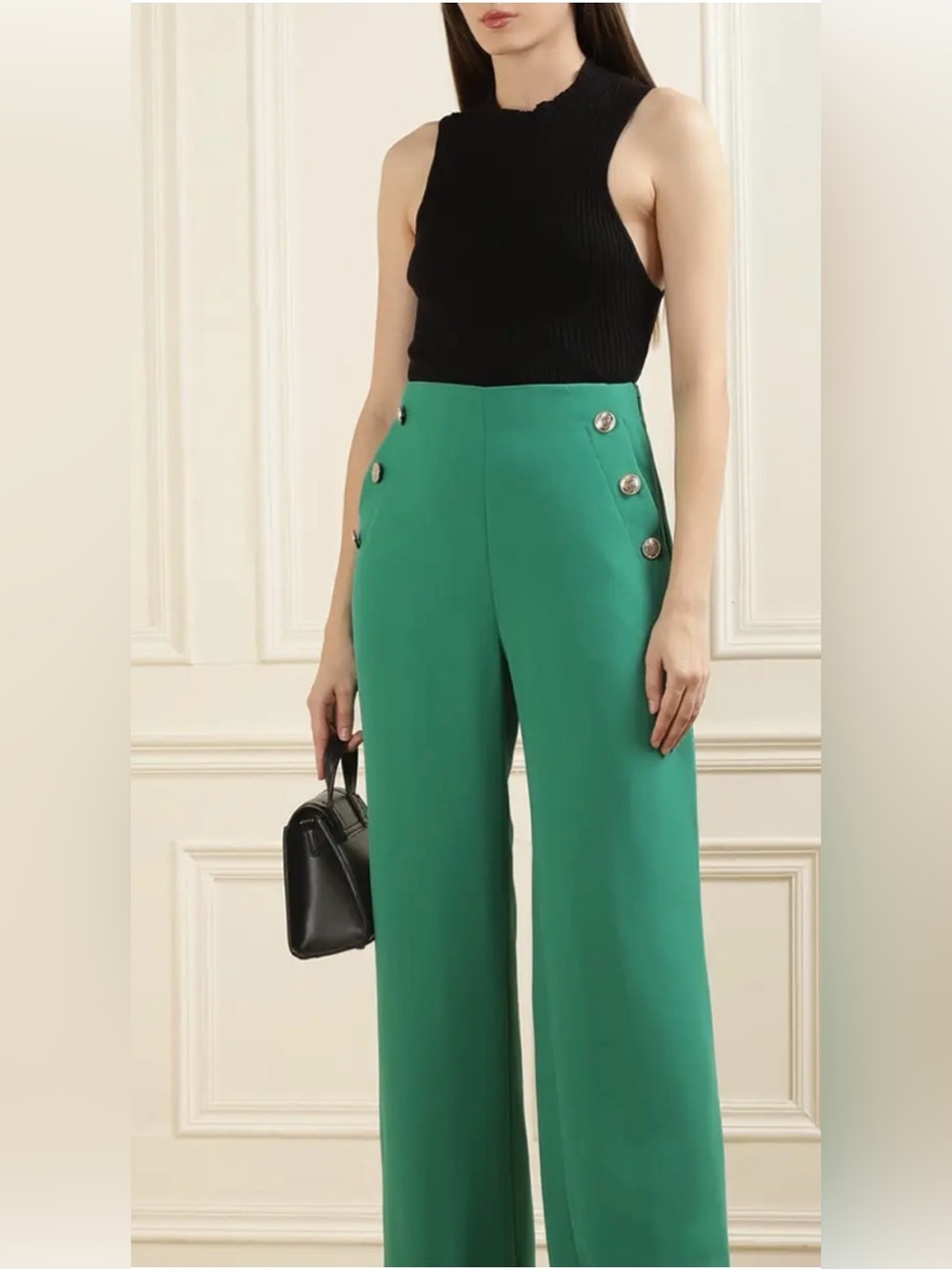 NWT Emerald Green High Waist Wide Leg Trousers US Size 6 - Ted Baker Size 2